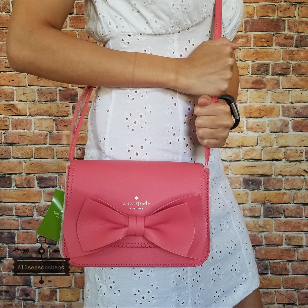 Kate Spade Vanderbilt place bow pink crossbody - Picture 2 of 8